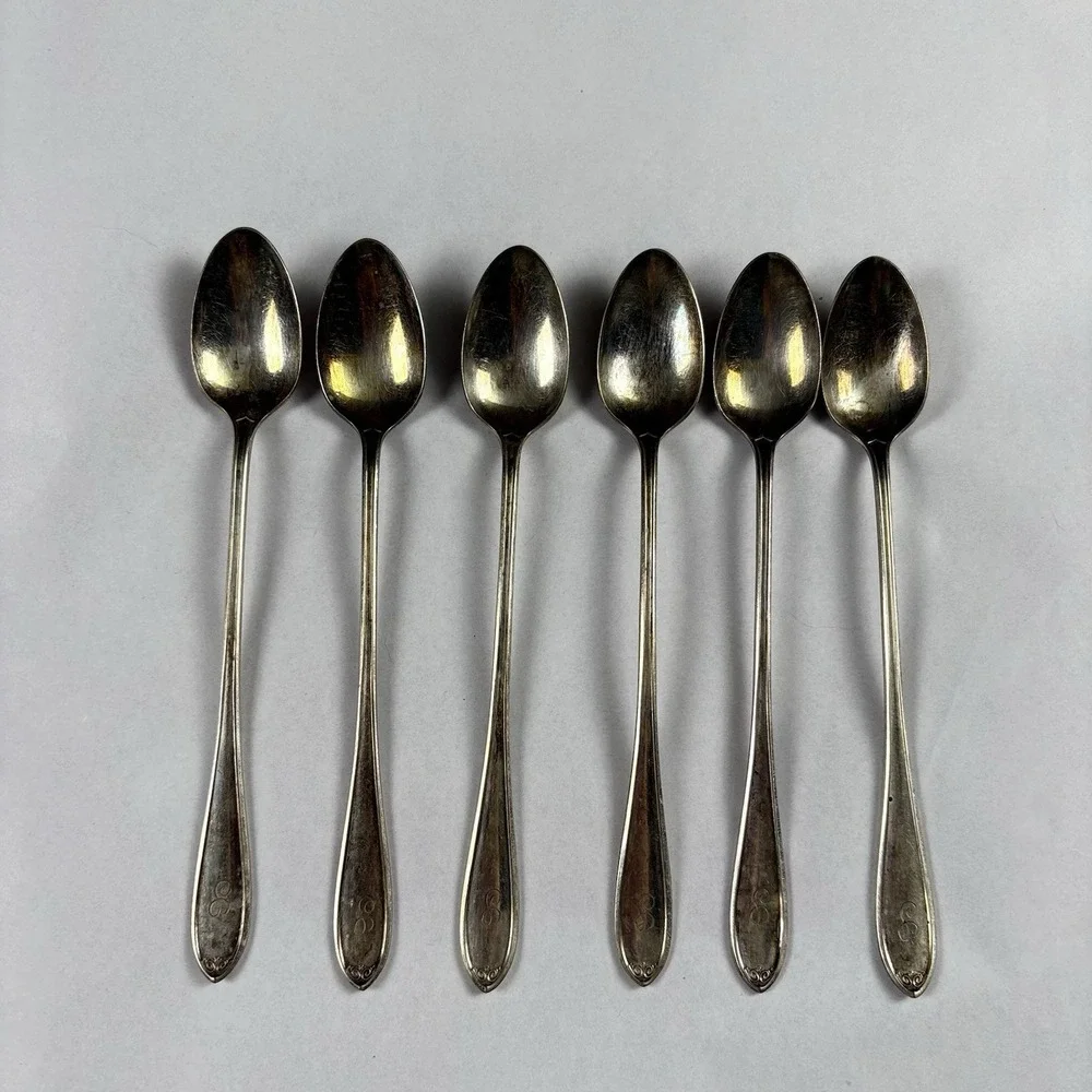Vintage Wallingford Co No 29 Silverplate Teaspoons Set of 6 Monogram S 1900-1920